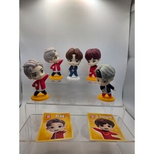 TinyTAN BTS McDonalds Collaboration Mini Figures Lot of 5 with RM J-Hope Cards